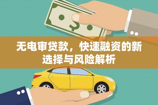 乌拉特后旗无电审贷款，快速融资的新选择与风险解析