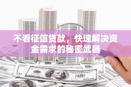 乌拉特后旗不看征信贷款，快速解决资金需求的秘密武器