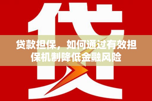 乌拉特后旗贷款担保，如何通过有效担保机制降低金融风险